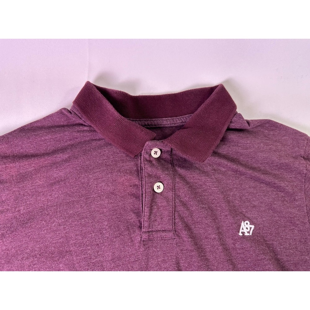 Aeropostale Shirt Large L Adult Burgundy Maroon Polo Short Sleeve Heathered Mens